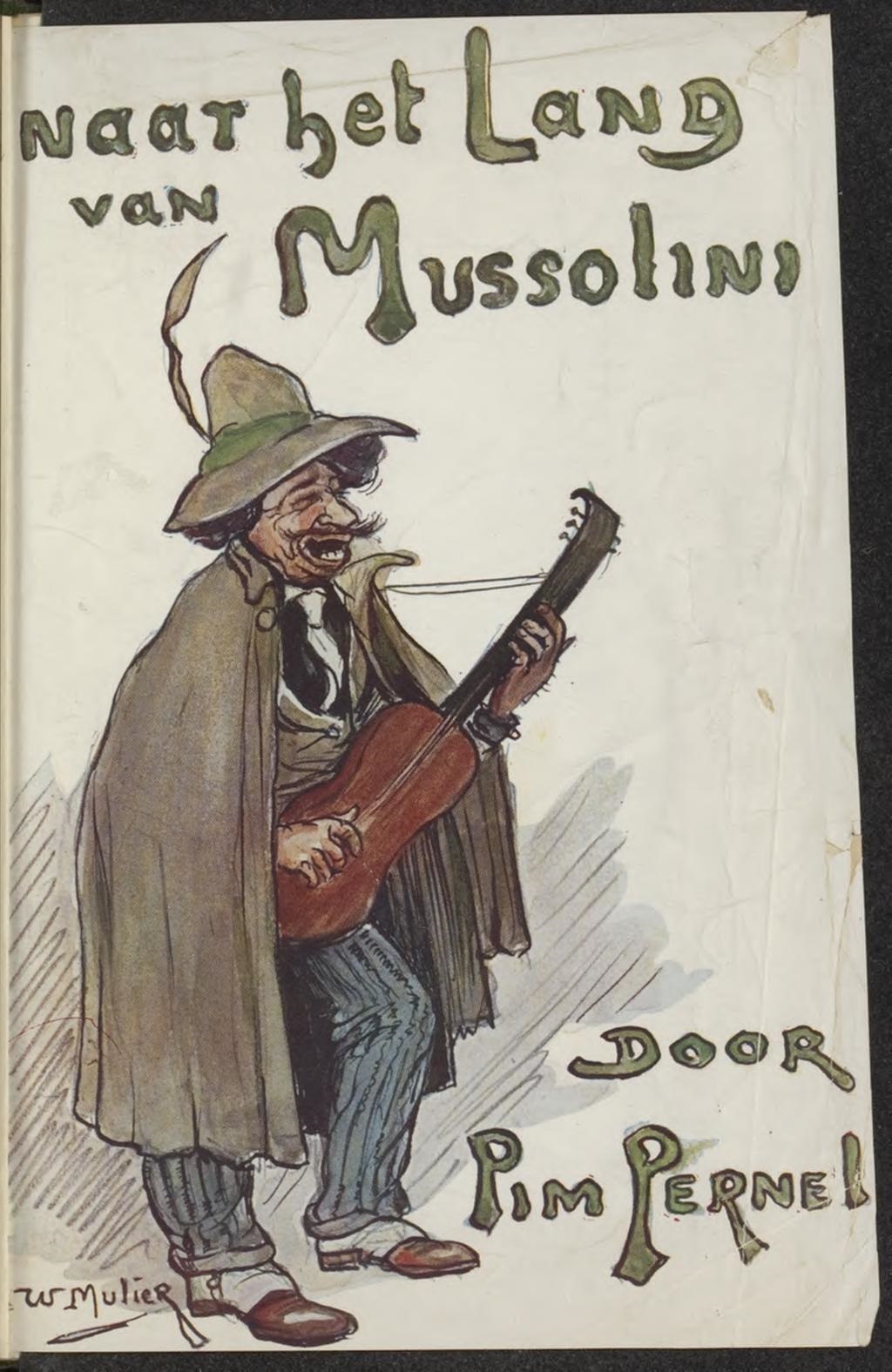 La copertina di Naar het land van Mussolini, Pim Pernel, 1926.