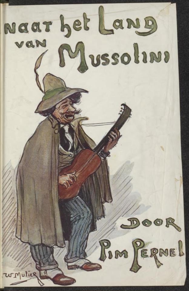 De omslag van Naar het land van Mussolini, Pim Pernel, 1926.