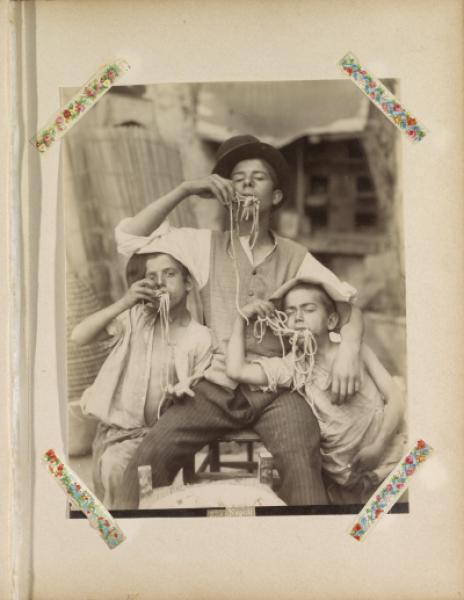 Portrait of three pasta-eating street boys. Source: Anonymous, ca. 1870-1900, Rijksmuseum Amsterdam.